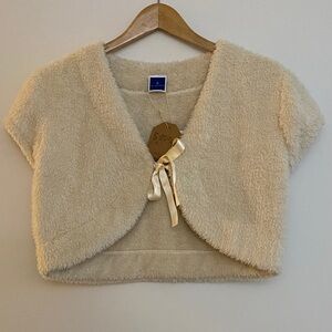 Cream Fuzzy Cropped Cardigan